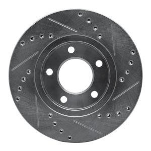 Chrysler Town & Country Brake Rotor (1) - Front Left - R1 Concepts - Drilled & Slotted - Silver - `01-`07